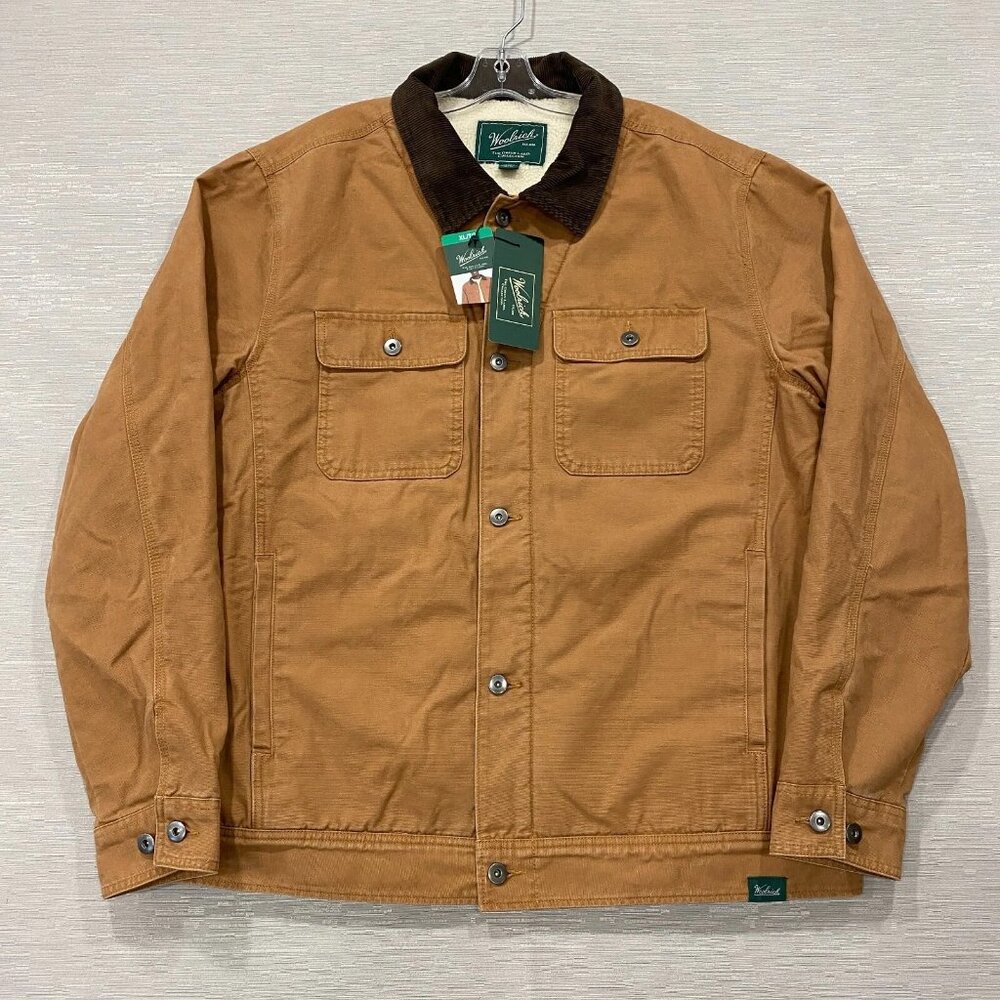 Woolrich Brown Corduroy Collar Sherpa-Lined Bomber Jacket - Picture 2 of 16
